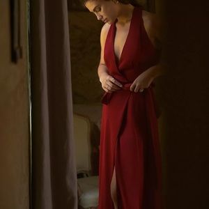 NWT Anthropologie Hutch Ruby Satin Maxi  Dress Size L